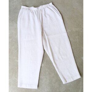 'Parchment White' Linen-Blend 90s High Rise Capri Pants